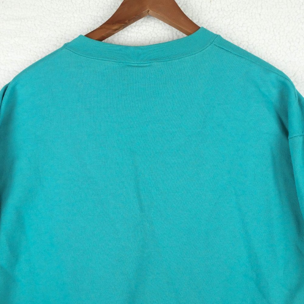 Vintage Ironman Sweater Womens Medium Green Oversized Crew Fleece 90s - Picture 6 of 10